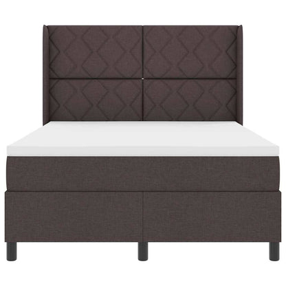 Letto a molle con materasso Marrone scuro 140 x 200 cm Tessuto