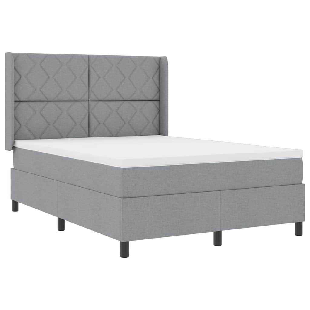 Letto a Sorgente LED Grigio chiaro 160 x 200 cm Tessuto