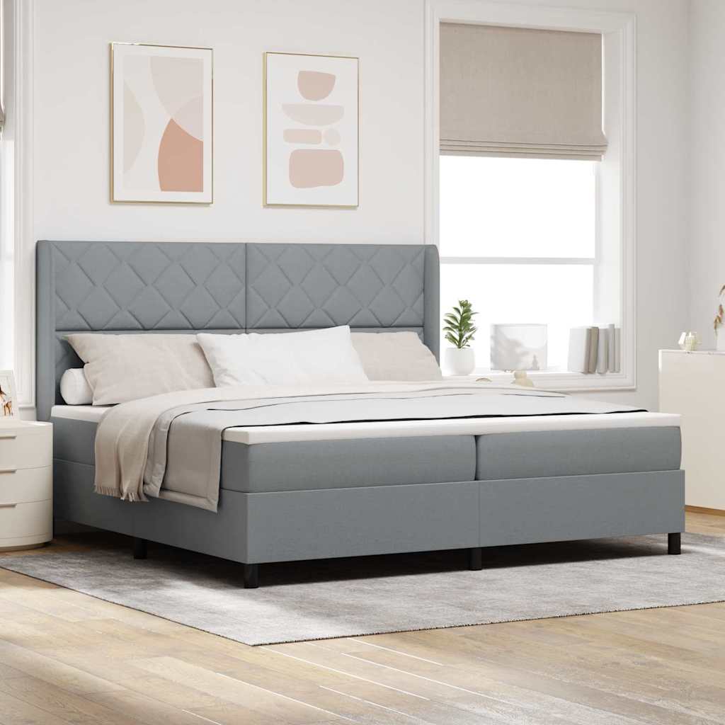 Letto a molle con materasso Grigio chiaro 200 x 200 cm Tessuto - homemem39