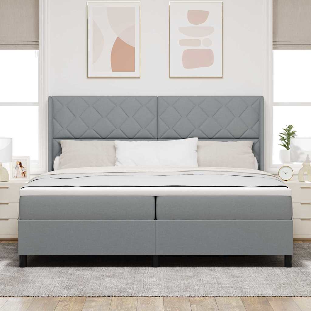 Letto a molle con materasso Grigio chiaro 200 x 200 cm Tessuto - homemem39