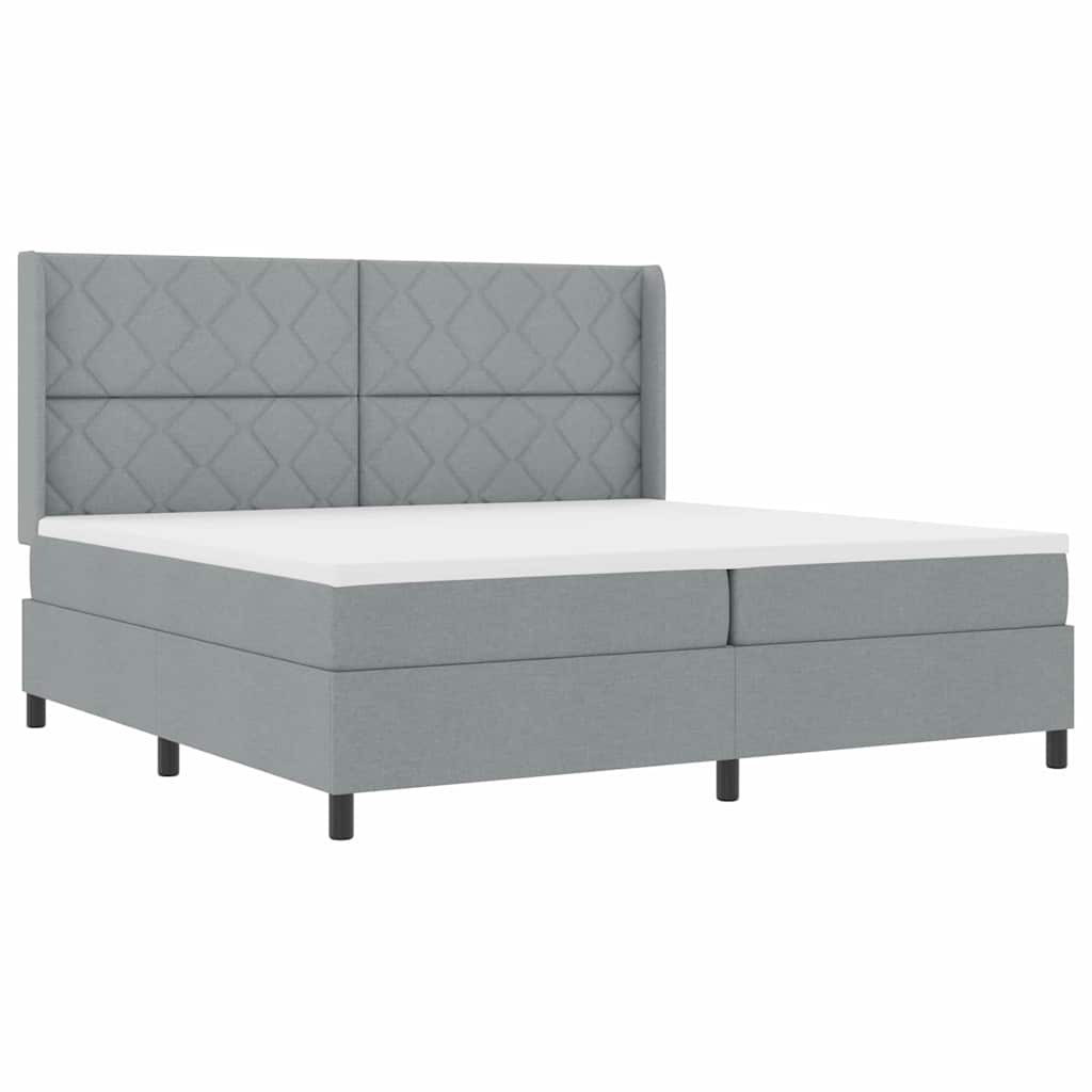 Letto a Sorgente LED Grigio chiaro 200 x 200 cm Tessuto