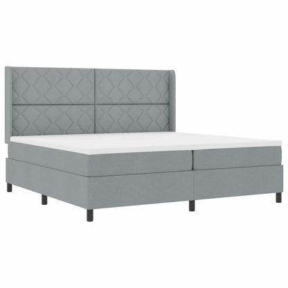 Letto a Sorgente LED Grigio chiaro 200 x 200 cm Tessuto