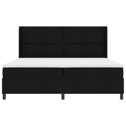 Letto a Sorgente LED con testiera Nero 200 x 200 cm Tessuto | homemem39