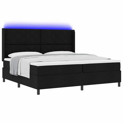 Letto a Sorgente LED con testiera Nero 200 x 200 cm Tessuto | homemem39