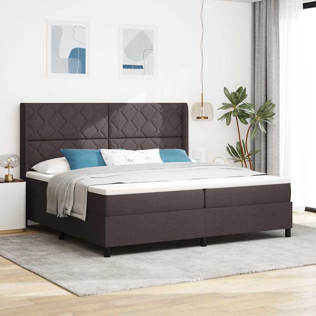 Letto a Sorgente LED Marrone Scuro 200 x 200 cm Tessuto | homemem39