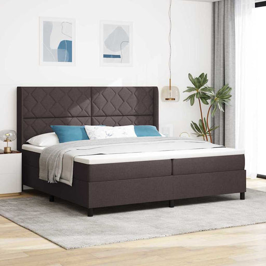 Letto a Sorgente LED Marrone Scuro 200 x 200 cm Tessuto | homemem39