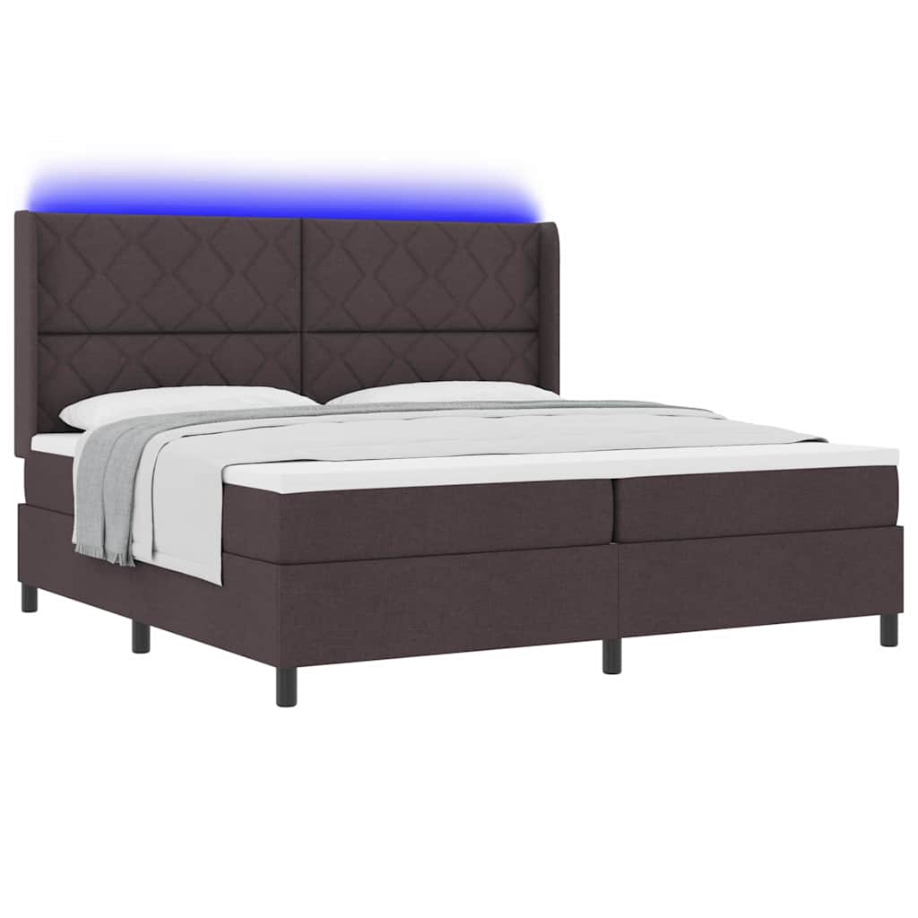 Letto a Sorgente LED Marrone Scuro 200 x 200 cm Tessuto | homemem39