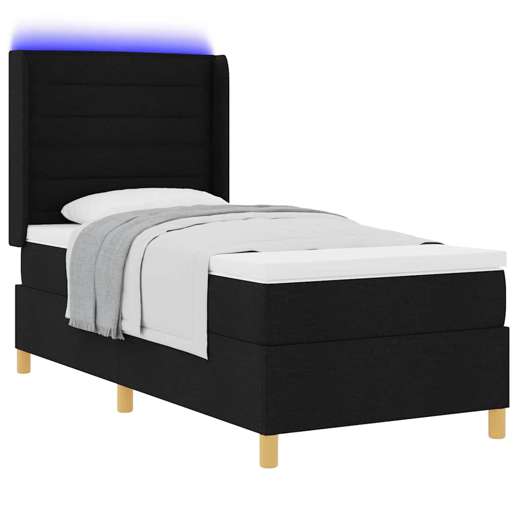 Letto a molle con strisce LED Nero 90 x 190 cm Tessuto | homemem39