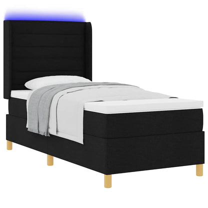 Letto a molle con strisce LED Nero 90 x 200 cm Tessuto | homemem39