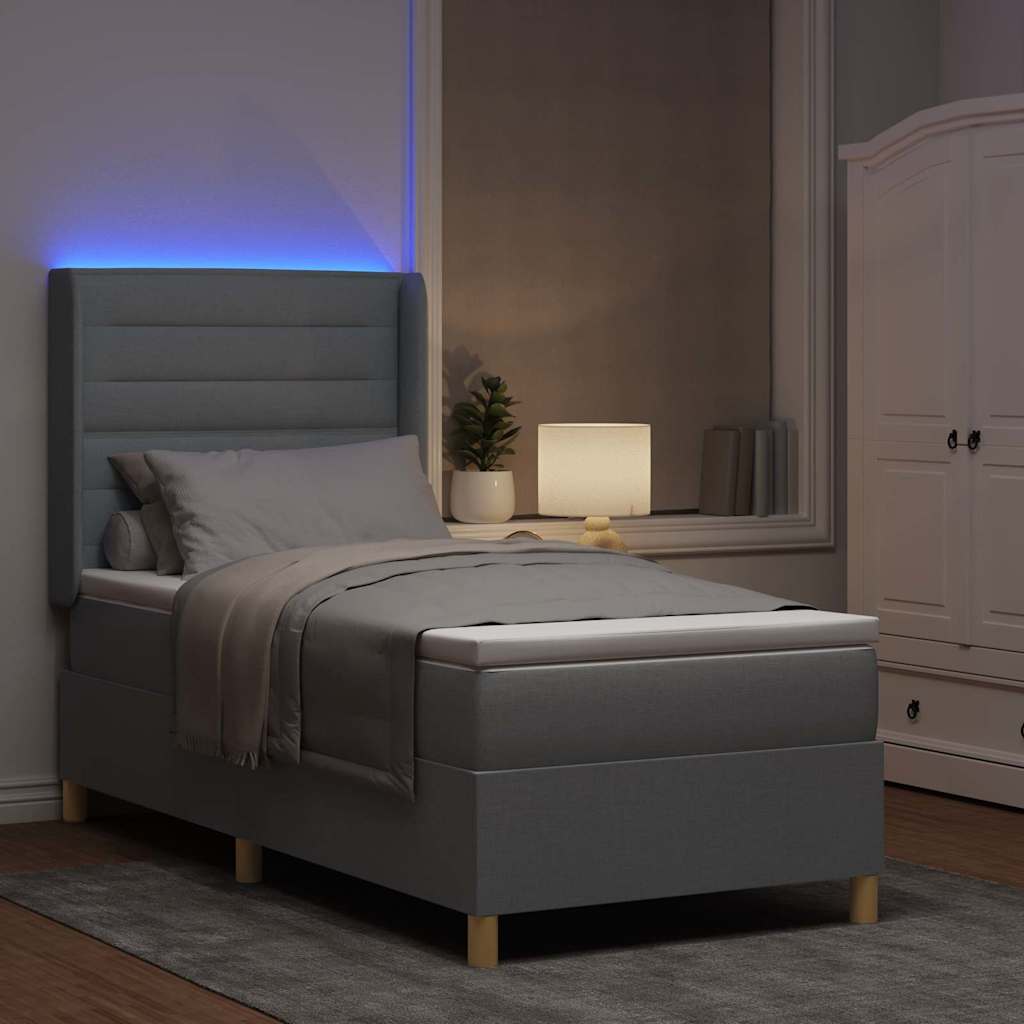 Letto a molle con materasso Grigio chiaro 100 x 200 cm Tessuto
