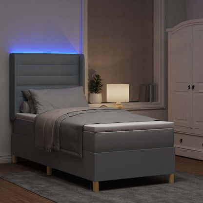 Letto a molle con materasso Grigio chiaro 100 x 200 cm Tessuto