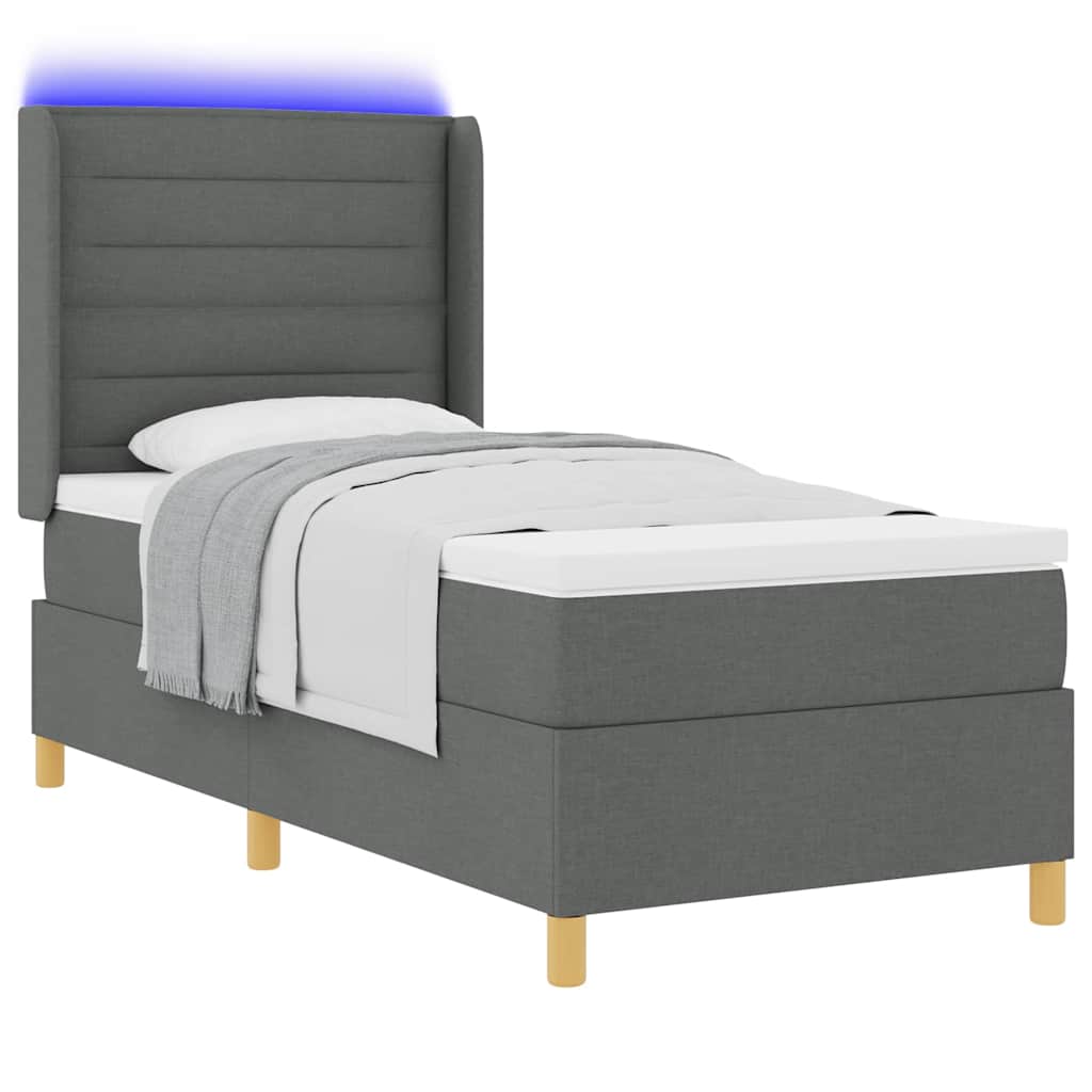 Letto a molle con strisce LED Grigio 100 x 200 cm Tessuto | homemem39