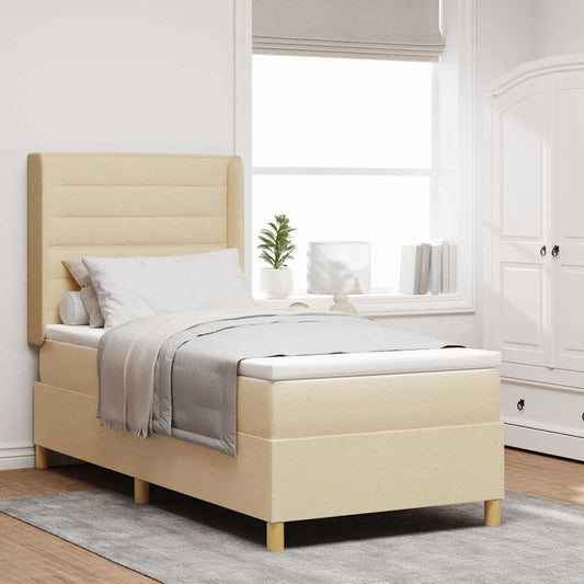Letto a molle con strisce LED Crema 100 x 200 cm Tessuto | homemem39