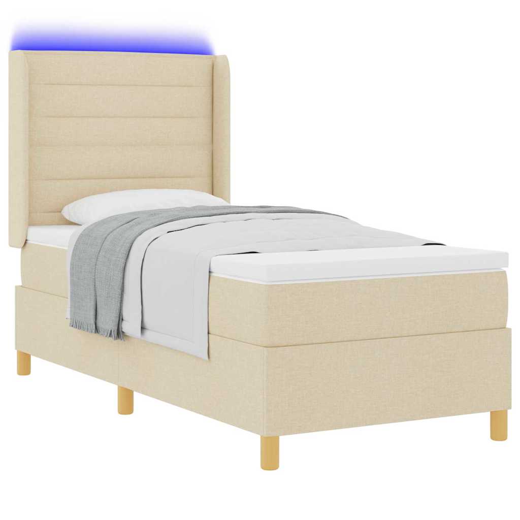 Letto a molle con strisce LED Crema 100 x 200 cm Tessuto | homemem39