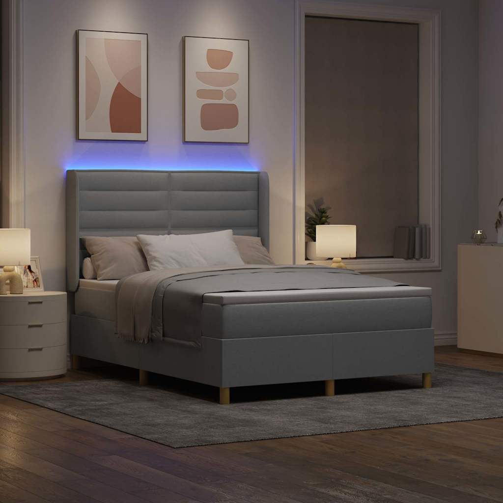 Letto a molle con testiera Grigio chiaro 140 x 190 cm Tessuto | homemem39
