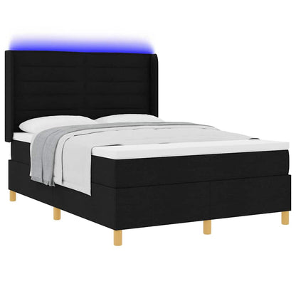 Letto a molle con strisce LED Nero 140 x 190 cm Tessuto | homemem39