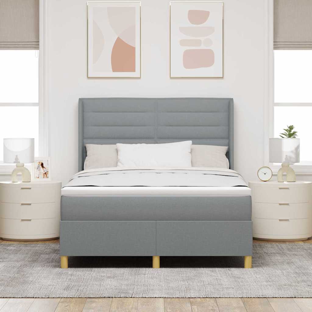 Letto a molle con materasso Grigio chiaro 140 x 200 cm Tessuto