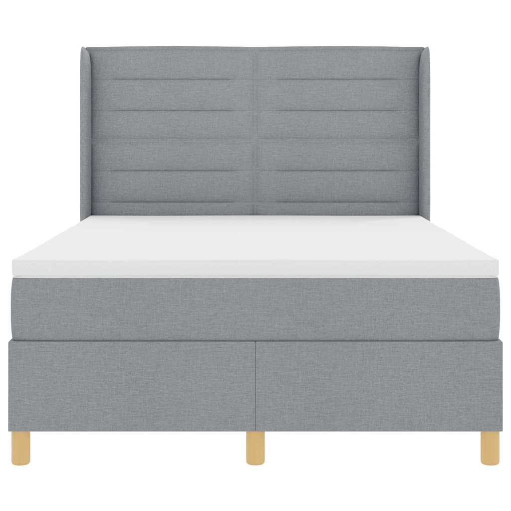 Letto a molle con materasso Grigio chiaro 140 x 200 cm Tessuto