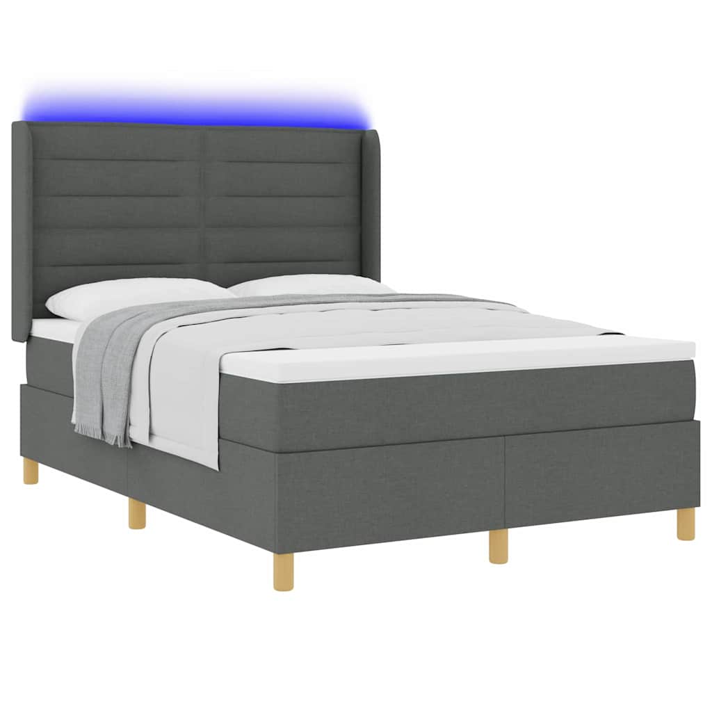 Letto a molle con strisce LED Grigio 140 x 200 cm Tessuto | homemem39