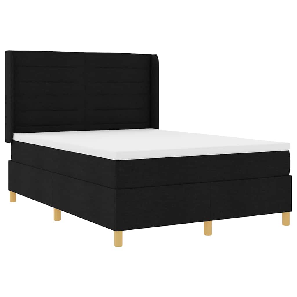 Letto a molle con materasso Nero 140 x 200 cm Tessuto