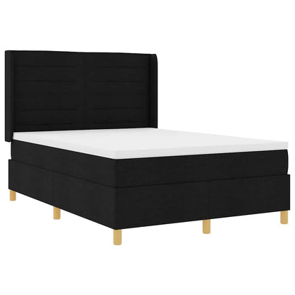 Letto a molle con materasso Nero 140 x 200 cm Tessuto