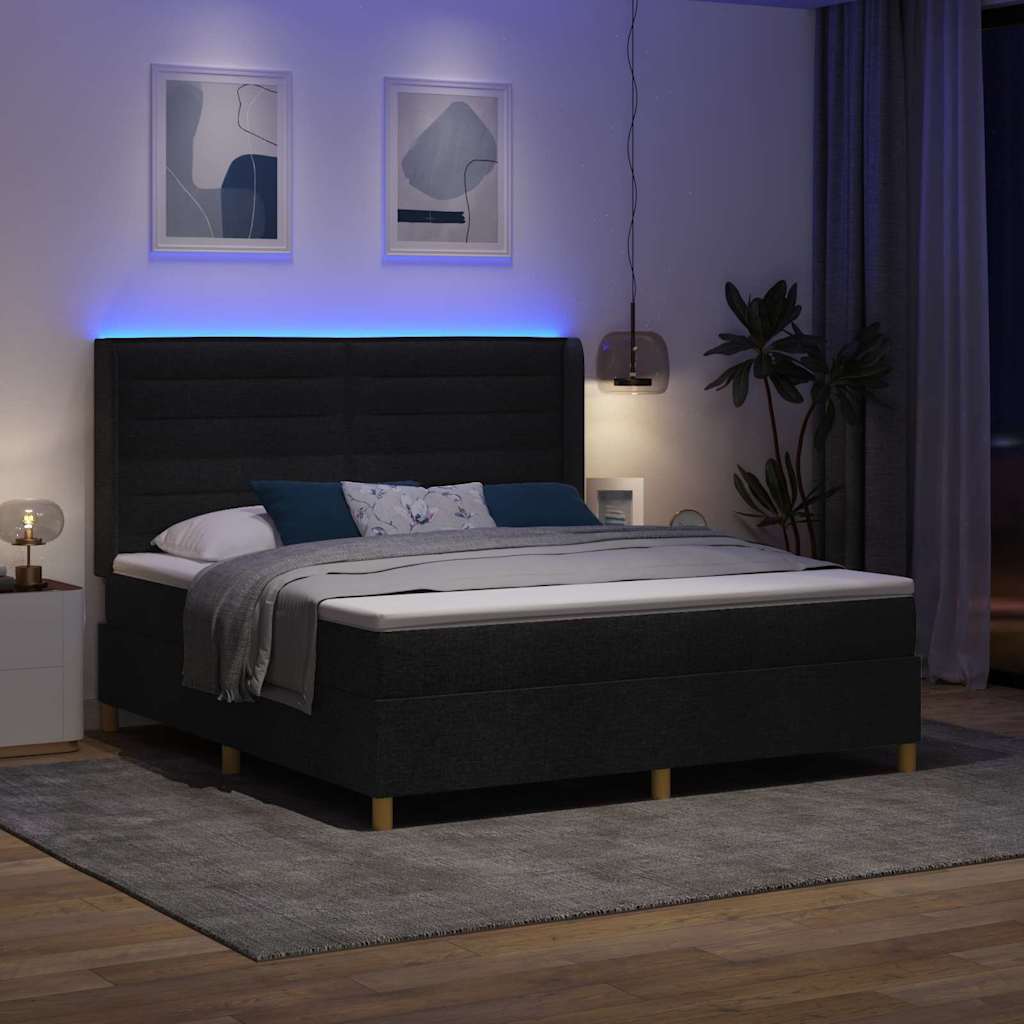 Letto a molle con strisce LED Nero 180 x 200 cm Tessuto | homemem39