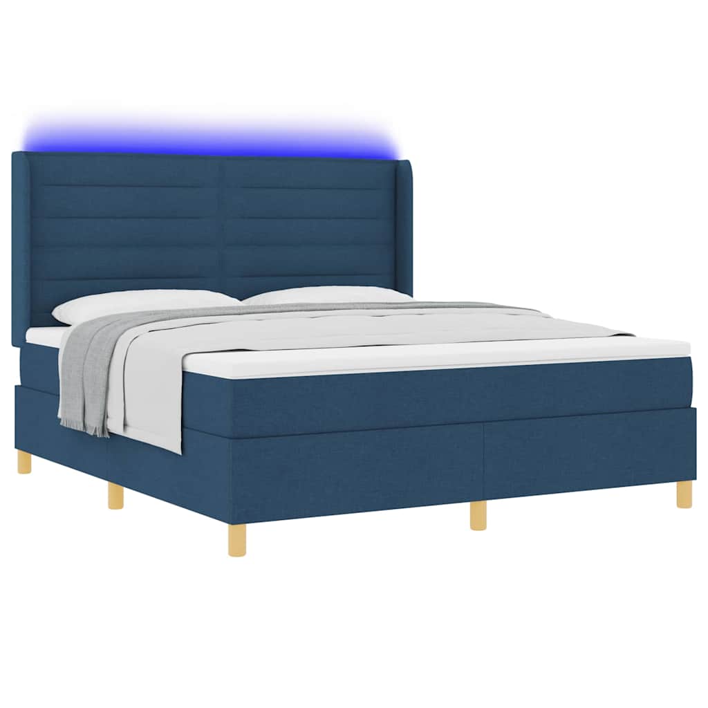 Letto a molle con strisce LED Blu 180 x 200 cm Tessuto | homemem39