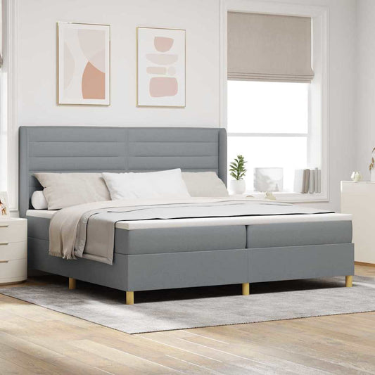 Letto a molle con testiera Grigio chiaro 200 x 200 cm Tessuto | homemem39