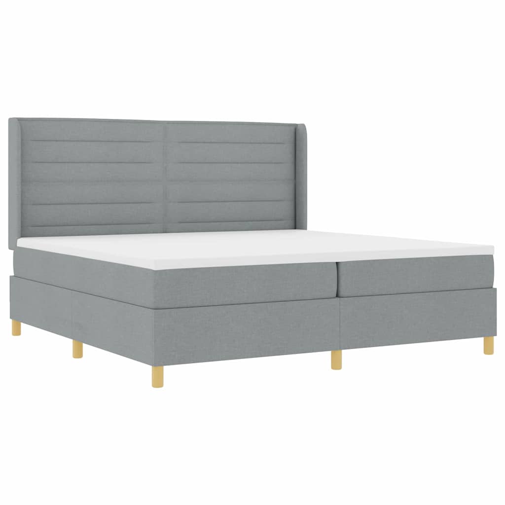 Letto a molle con testiera Grigio chiaro 200 x 200 cm Tessuto | homemem39