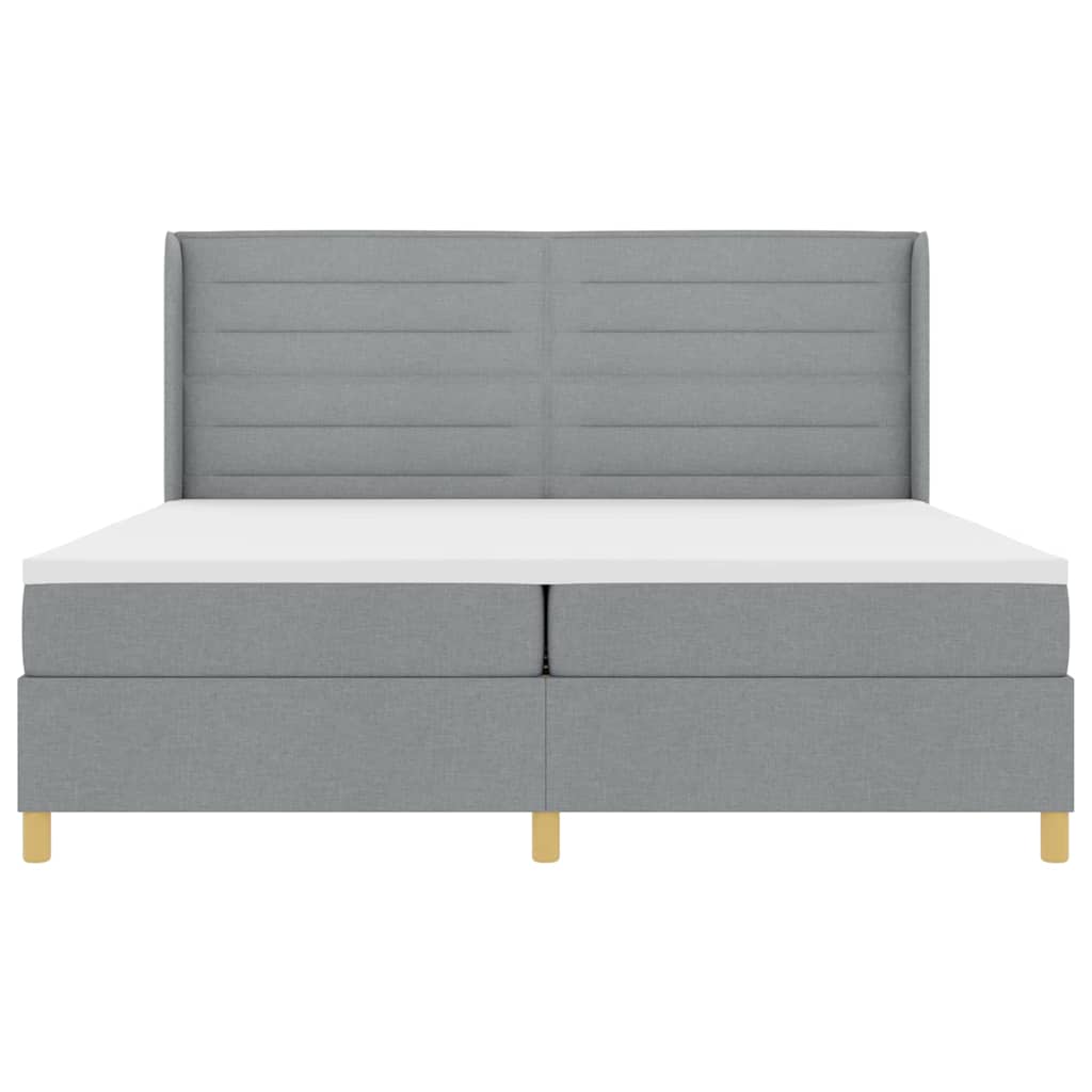 Letto a molle con testiera Grigio chiaro 200 x 200 cm Tessuto | homemem39