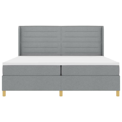 Letto a molle con testiera Grigio chiaro 200 x 200 cm Tessuto | homemem39