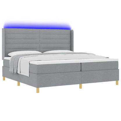 Letto a molle con testiera Grigio chiaro 200 x 200 cm Tessuto | homemem39