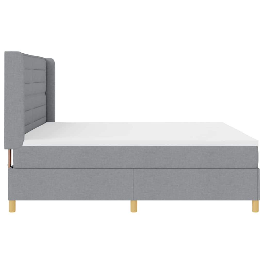 Letto a molle con testiera Grigio chiaro 200 x 200 cm Tessuto | homemem39