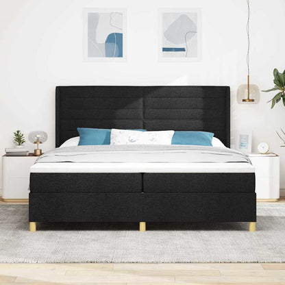 Letto a molle con materasso con led Nero 200 x 200 cm Tessuto | homemem39