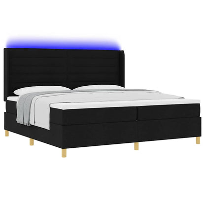 Letto a molle con materasso con led Nero 200 x 200 cm Tessuto | homemem39