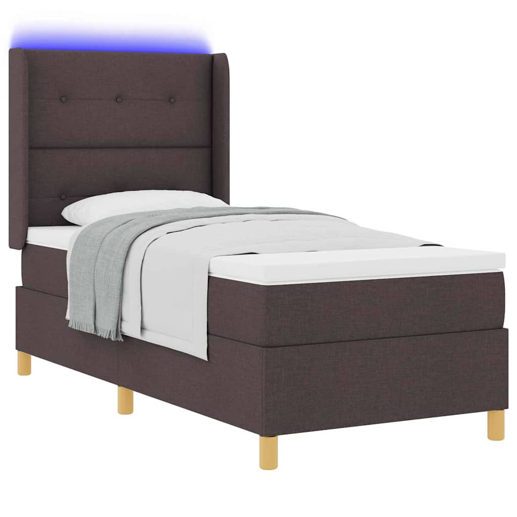 Letto a molle con strisce LED Marrone 80 x 200 cm Tessuto | homemem39