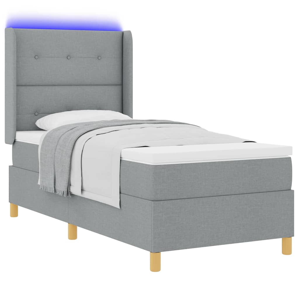 Letto a molle con strisce LED Grigio chiaro 90 x 190 cm Tessuto | homemem39