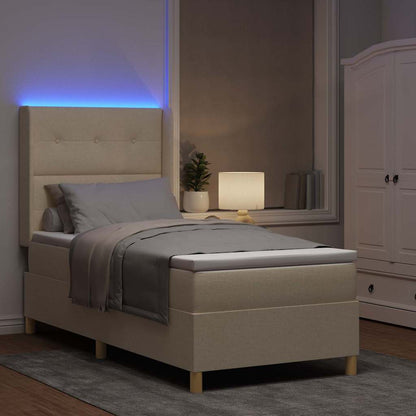 Letto a molle con strisce LED Crema 90 x 190 cm Tessuto | homemem39