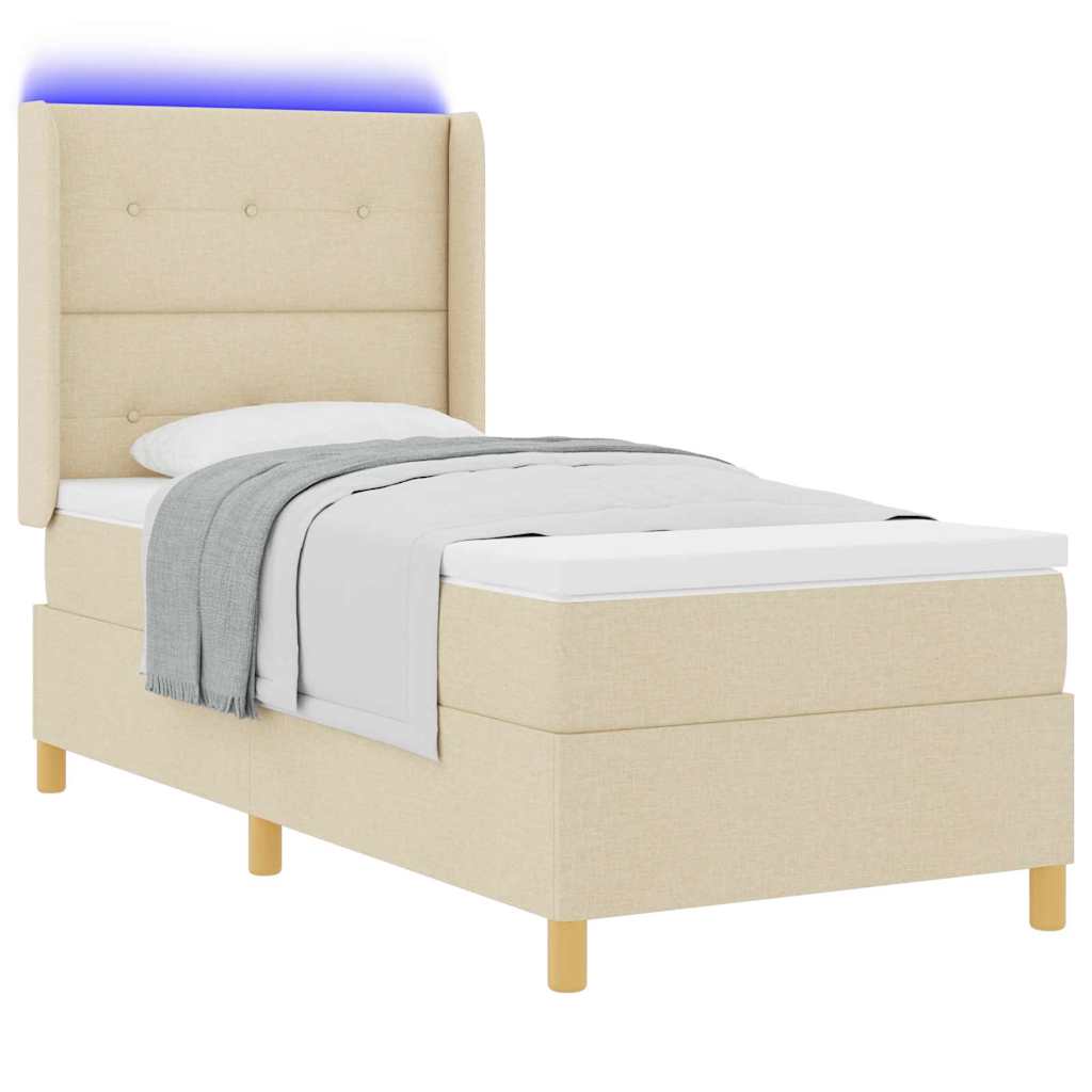 Letto a molle con strisce LED Crema 90 x 190 cm Tessuto | homemem39