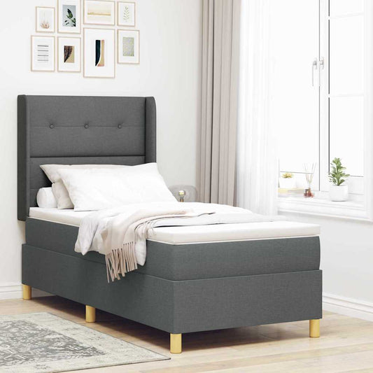 Letto a molle con materasso Grigio 100 x 200 cm Tessuto