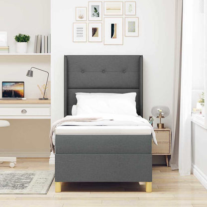 Letto a molle con materasso Grigio 100 x 200 cm Tessuto