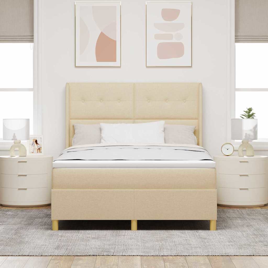 Letto a molle con strisce LED Crema 140 x 190 cm Tessuto | homemem39