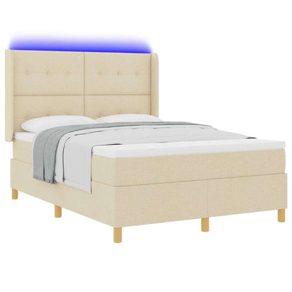 Letto a molle con strisce LED Crema 140 x 190 cm Tessuto | homemem39