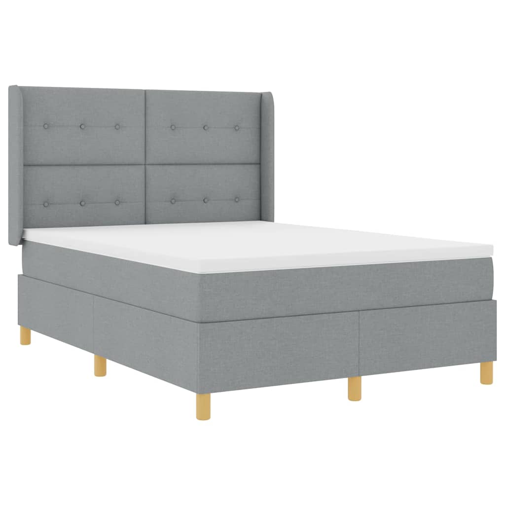 Letto a molle con testiera Grigio chiaro 140 x 200 cm Tessuto | homemem39