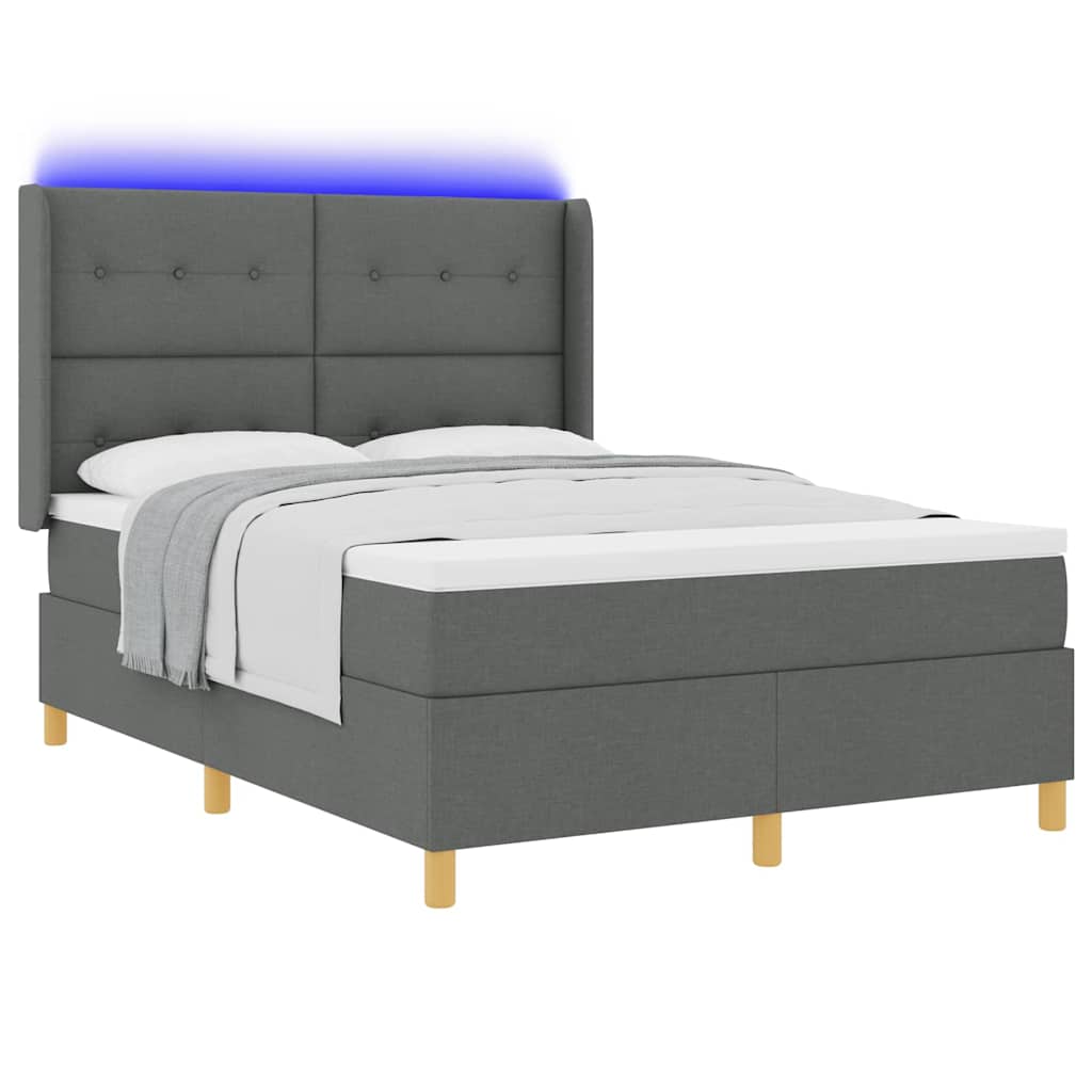 Letto a molle con strisce LED Grigio 140 x 200 cm Tessuto | homemem39