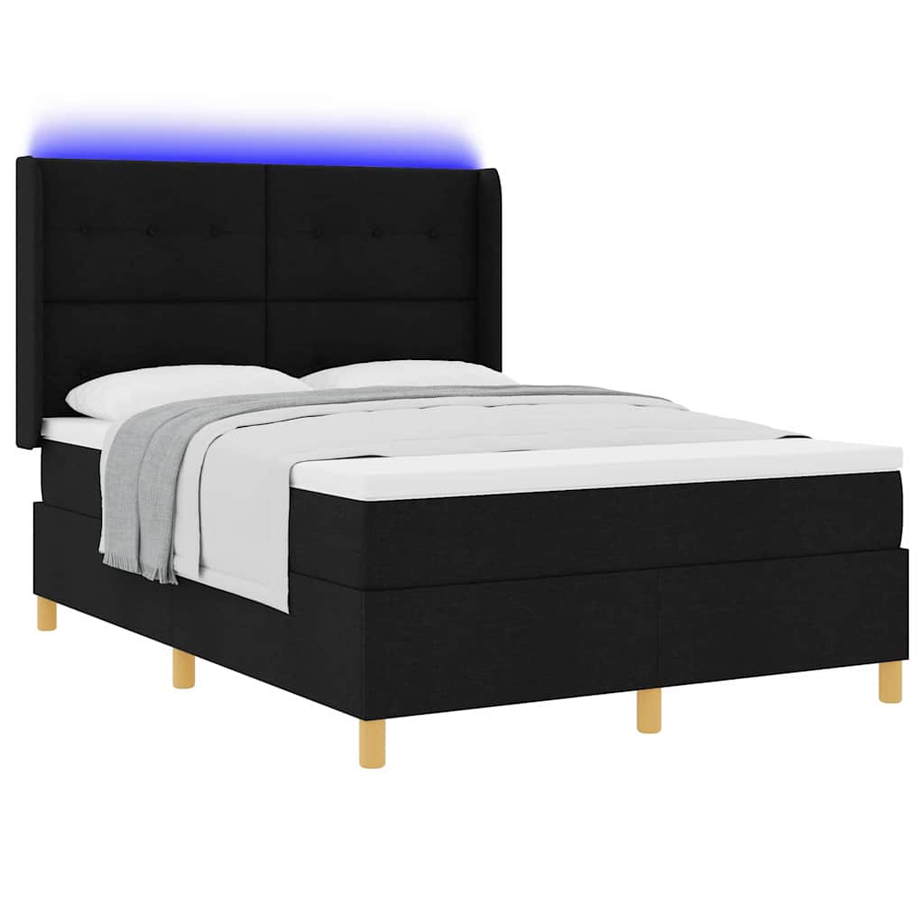 Letto a molle con strisce LED Nero 160 x 200 cm Tessuto | homemem39