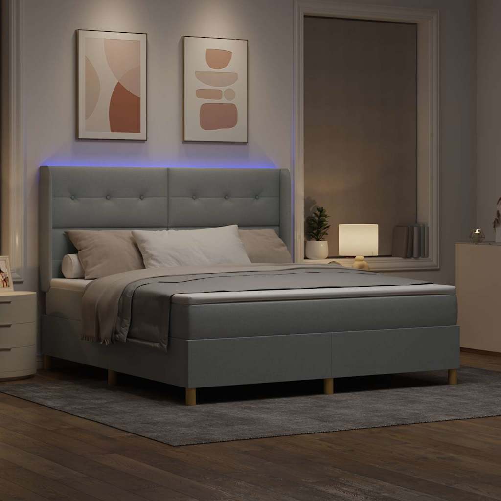 Letto a molle con testiera Grigio chiaro 180 x 200 cm Tessuto | homemem39