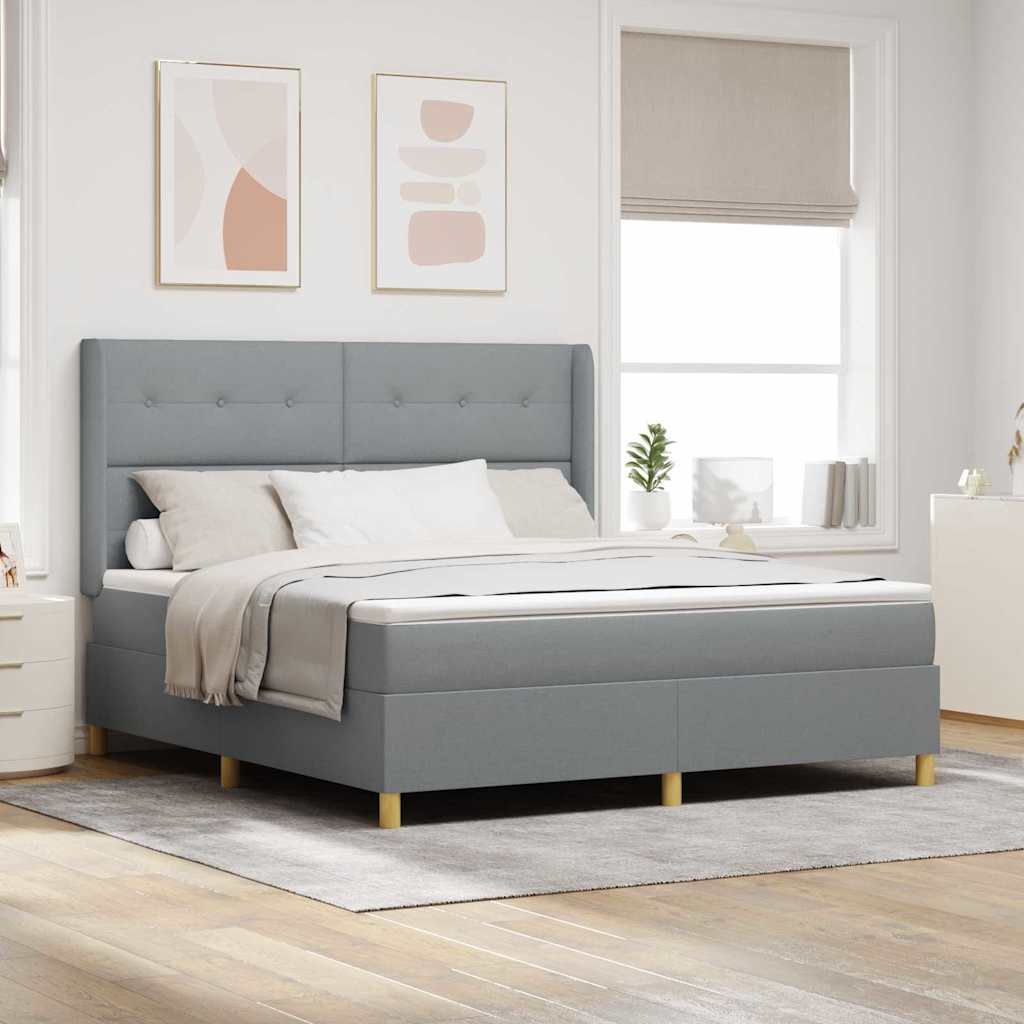 Letto a molle con testiera Grigio chiaro 180 x 200 cm Tessuto | homemem39