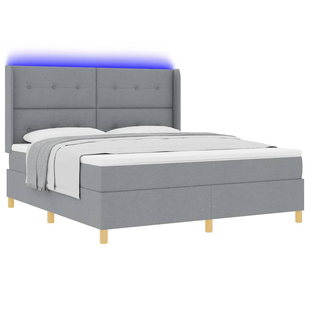 Letto a molle con testiera Grigio chiaro 180 x 200 cm Tessuto | homemem39