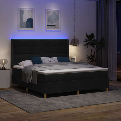 Letto a molle con strisce LED Nero 180 x 200 cm Tessuto | homemem39
